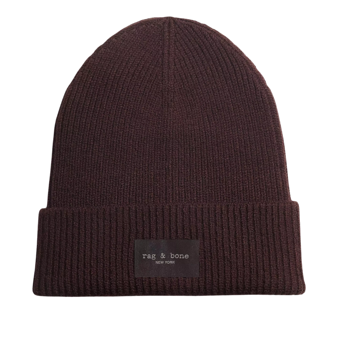 Blake Rib-Knit Beanie in Brown