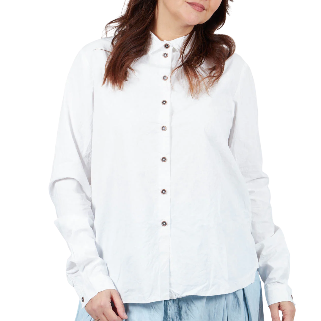 Button Down Blouse in Seafoam Fog