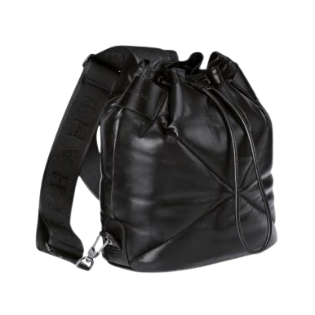Le Pliage Cuir Doudoune Backpack in Black
