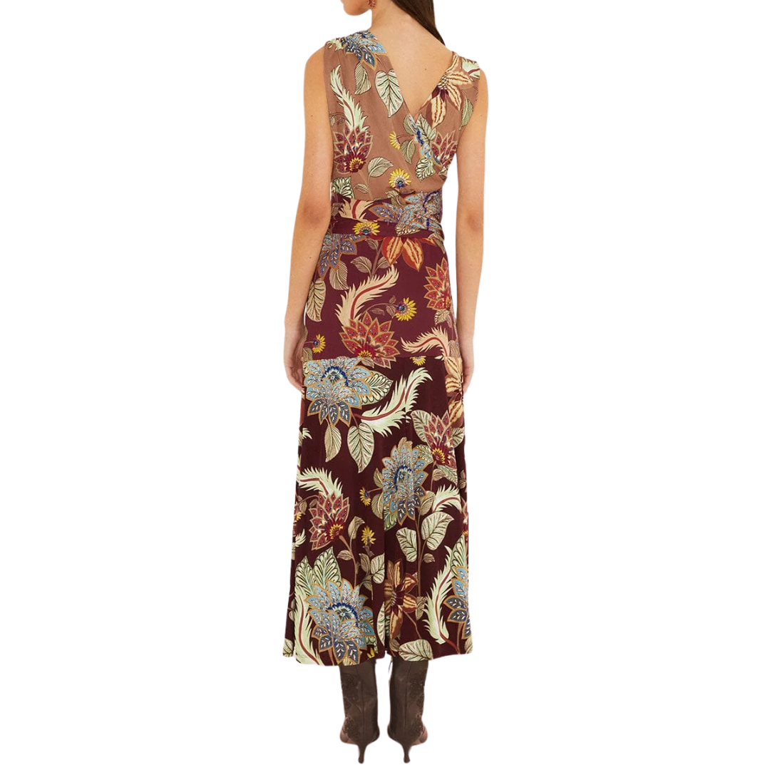 Sleeveless Midi Dress in Mixed Delhi Floral