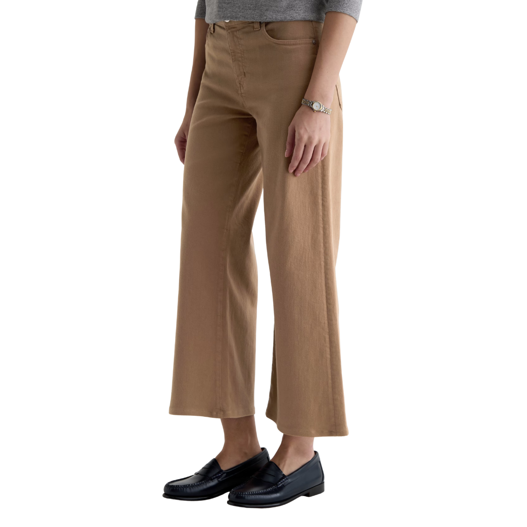 Saige Wide Leg Crop in Melange Stone