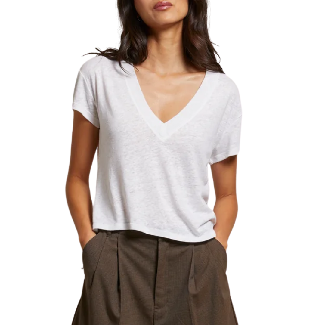 Rosie V-Neck Tee in Natural
