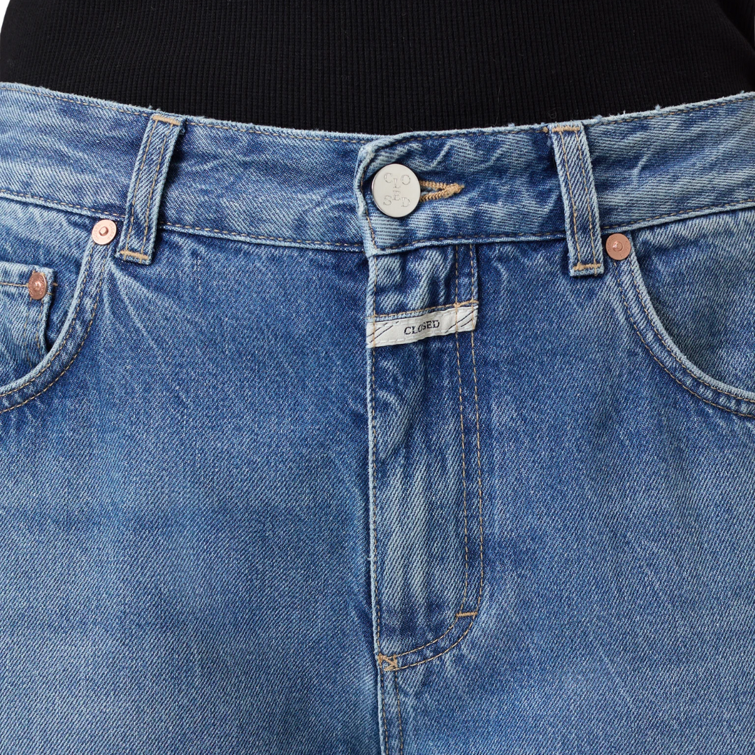 Jazzie Barrel Jeans in Mid Blue