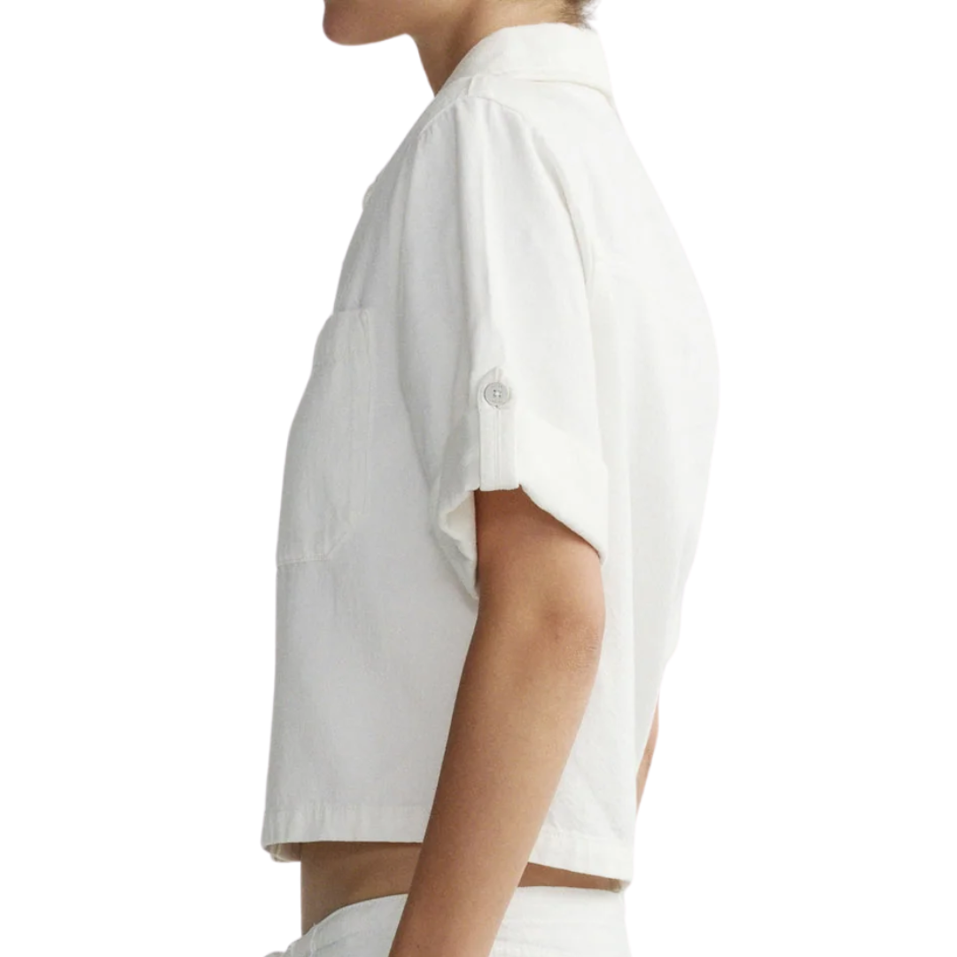 Montauk Shirt Cuffed Sleeve in White Aura