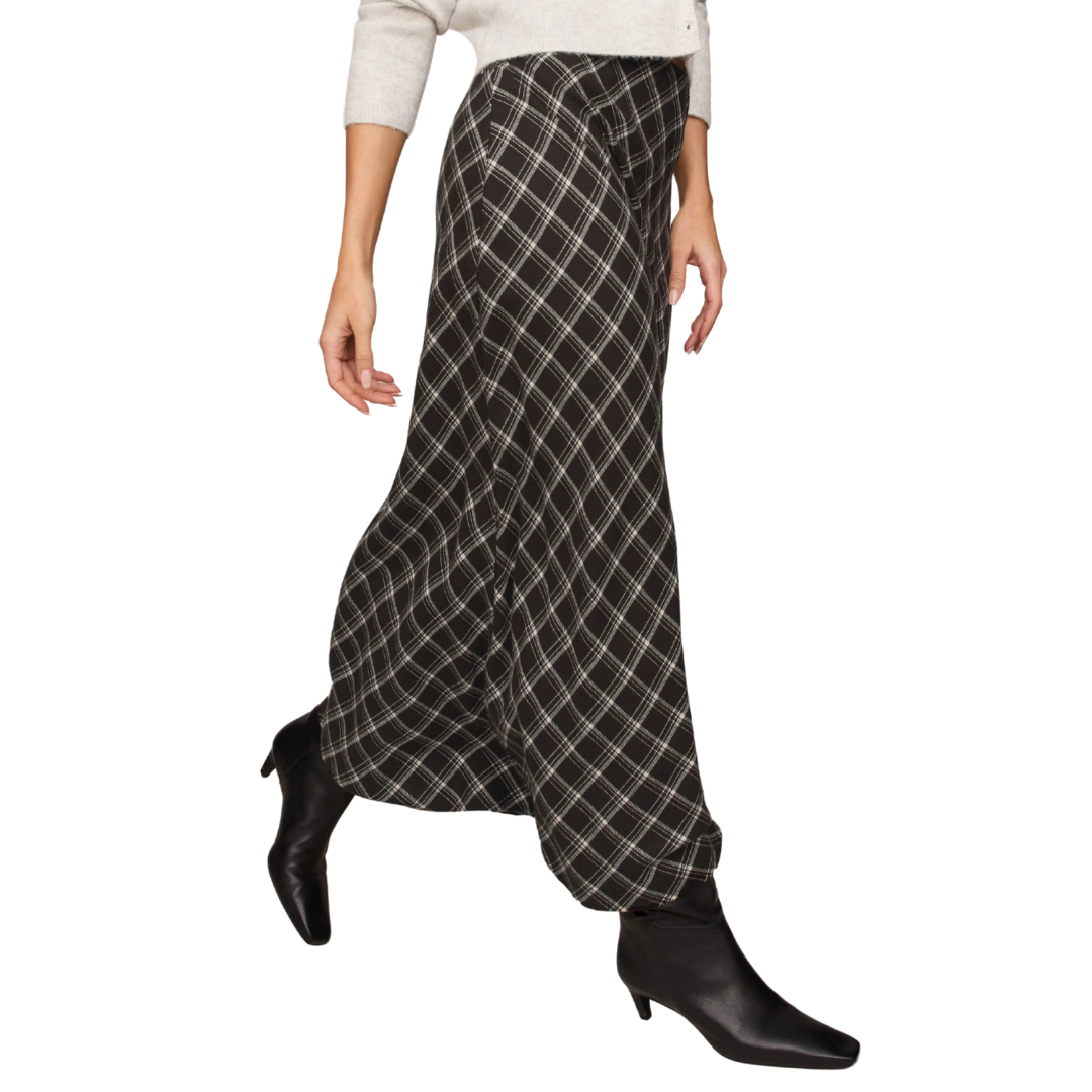 Europa Plaid Maxi Skirt in Ash Black
