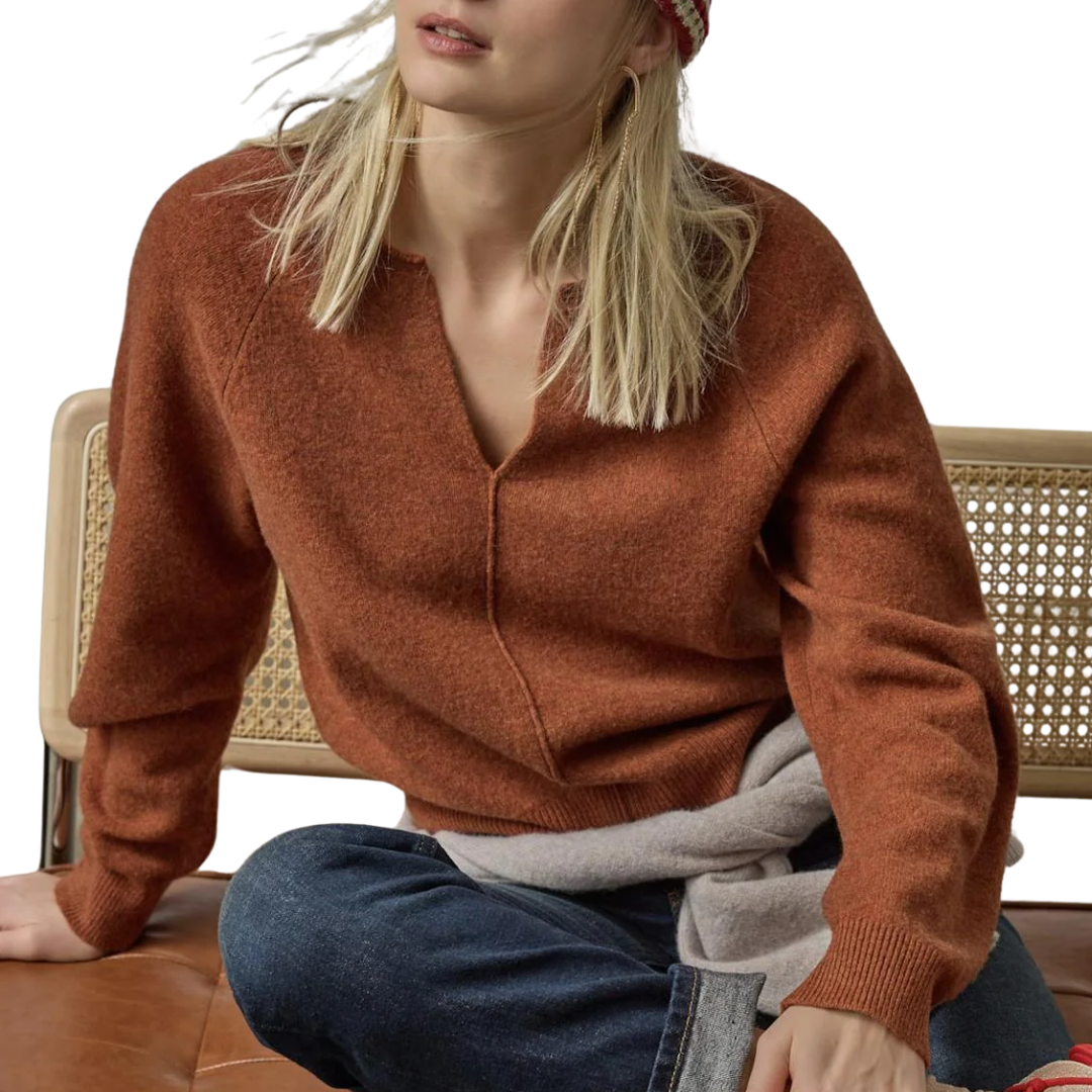 Split Neck Raglan in Chutney
