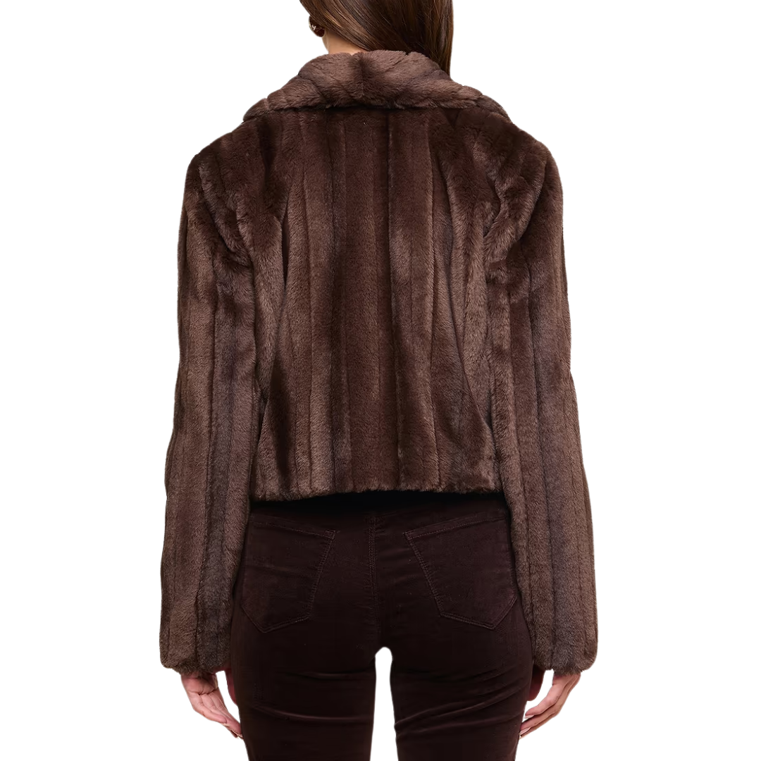 Davy Faux Fur Jacket in Dark Java Striped Fur