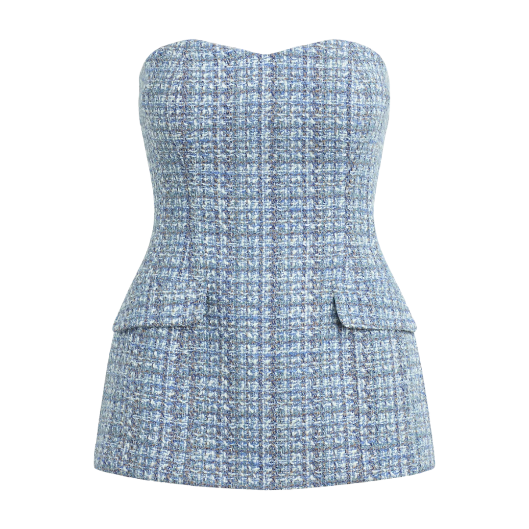 The Brooke Bustier in Sky Blue Tweed