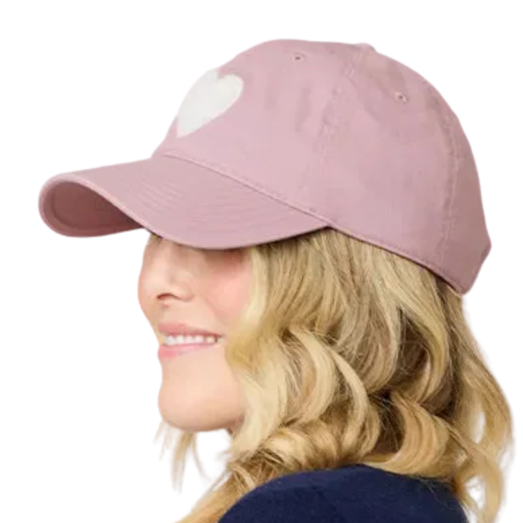 Imperfect Chenille Heart Hat in Mauve/Cream