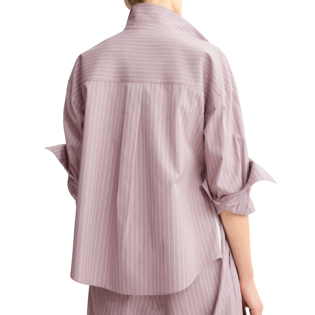 Watts Side Button Shirt in Rose Stripe