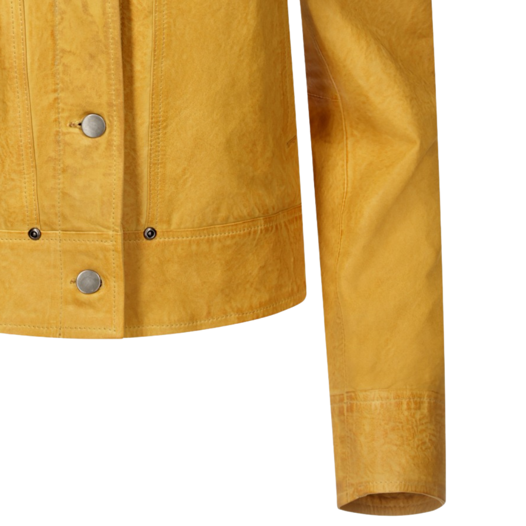 Loretta Wrinkled Leather Jacket in Sundance