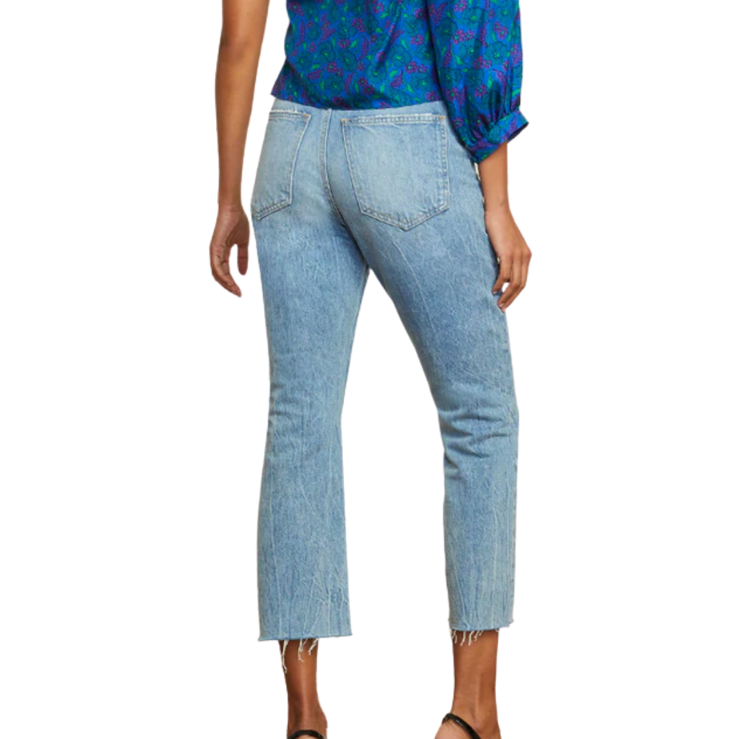 Carly Kick-Flare Jean in Pebble Stone