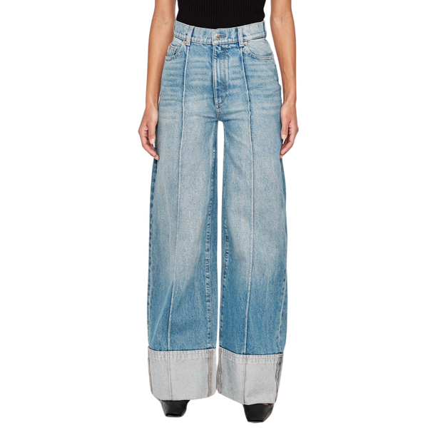 ら DL1961 Women's Softwear Hepburn Wide Leg High Rise Jeans, Mohonk