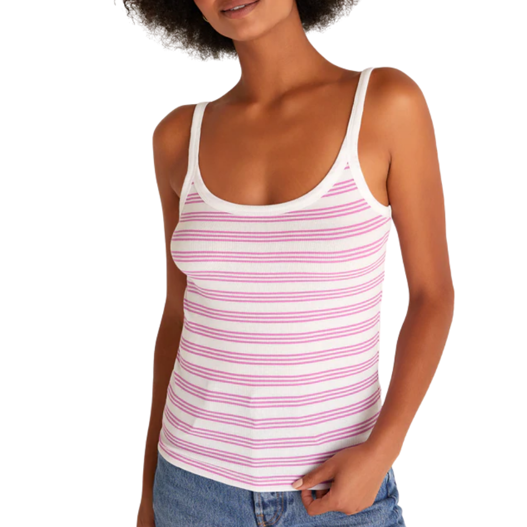 Casa Stripe Rib Tank in Wild Dahlia 