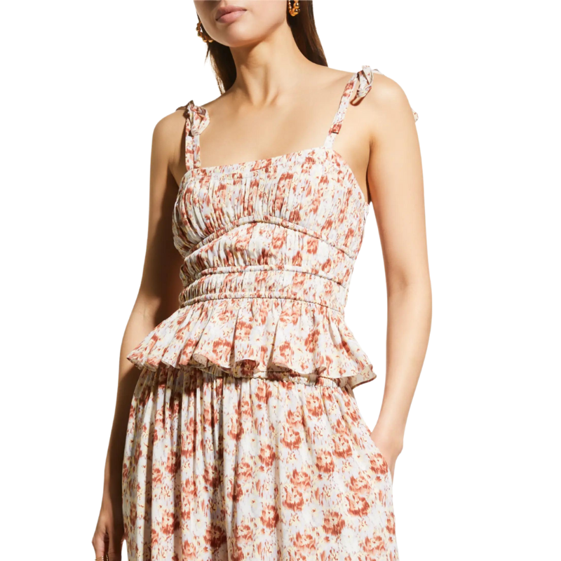 Nora Tie Sleeve Top in Wisteria Floral