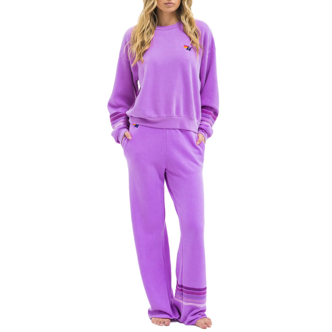 Rugby Wide Leg Sweatpants in Neon Purple/Purple
