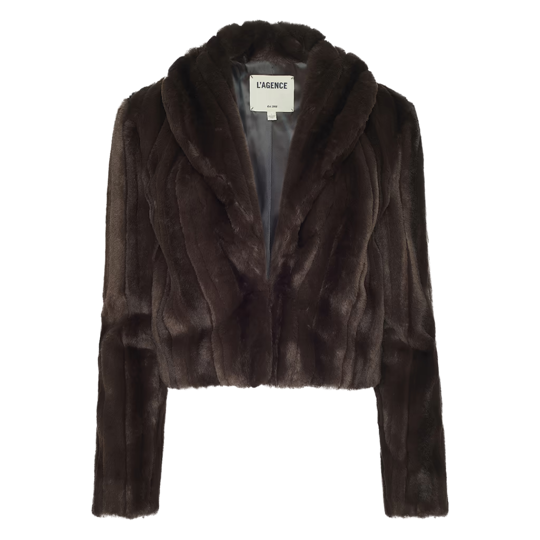 Davy Faux Fur Jacket in Dark Java Striped Fur