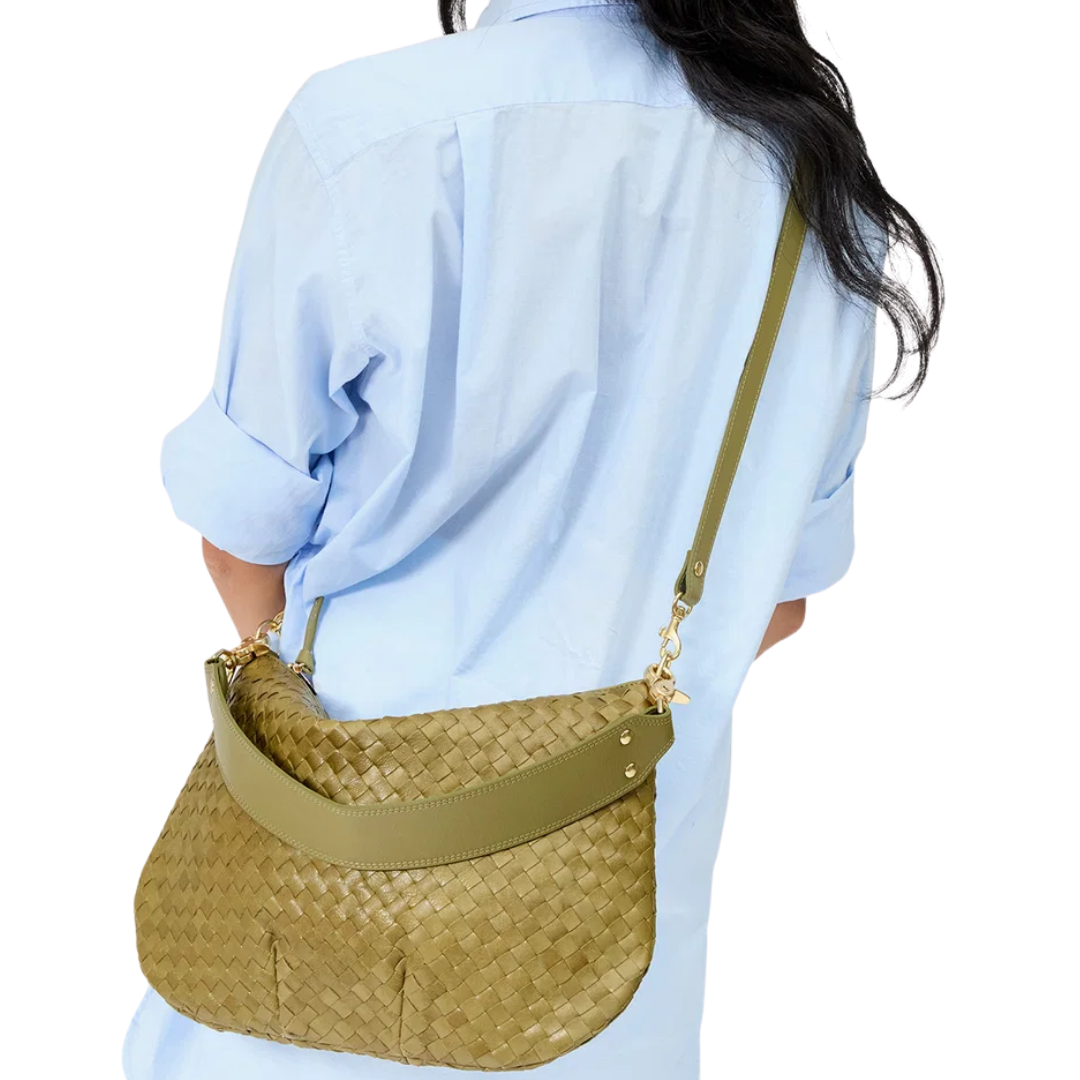 Moyen Messenger in Olive Diagonal Woven