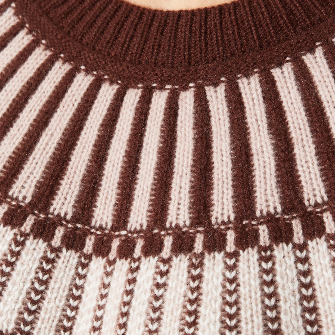 Finley Slouchy Fair Isle Cashmere Crewneck in Cinnabar Multi
