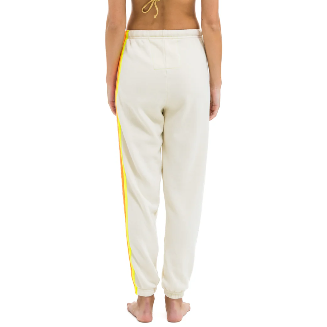 5 Stripe Sweatpants in Vintage White/Neon