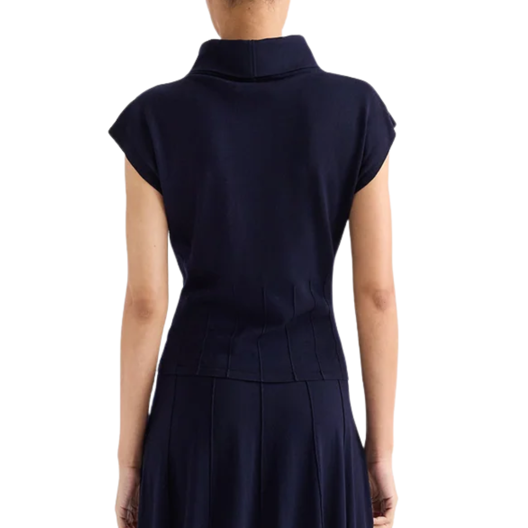 Funnel Neck Sleeveless Top in Blue Nights
