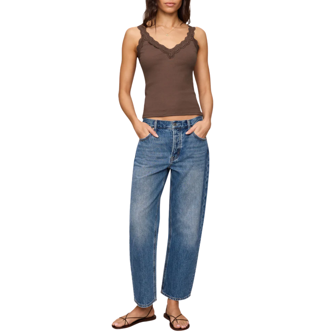 Eve Lace Trim Tank in Cocoa Latte