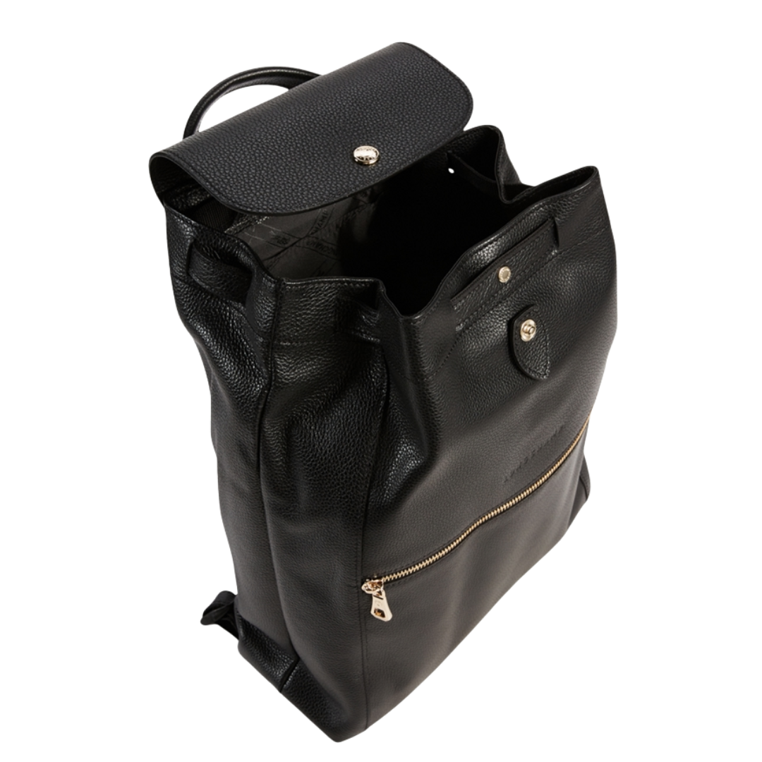 Le Foulonne Leather Backpack in Black