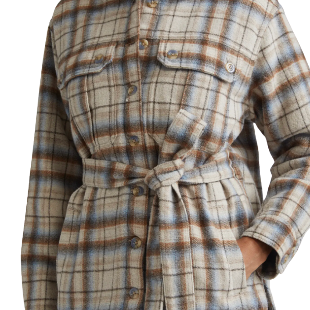 Mikaela Plaid Shacket in Whisky Multi