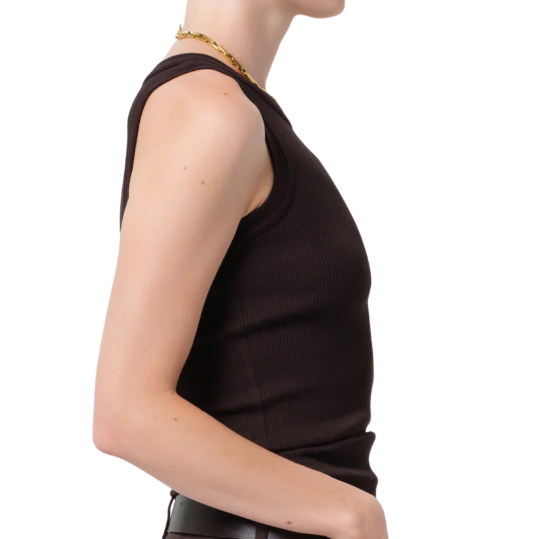 Isabel Rib Tank in Chocolate