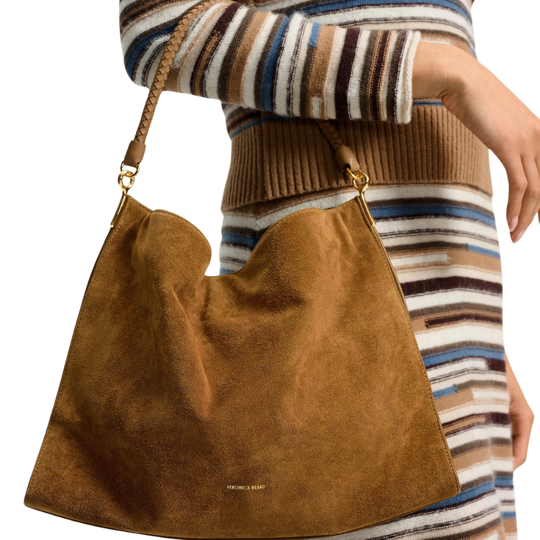 Vida Suede Shoulder Bag in Acorn