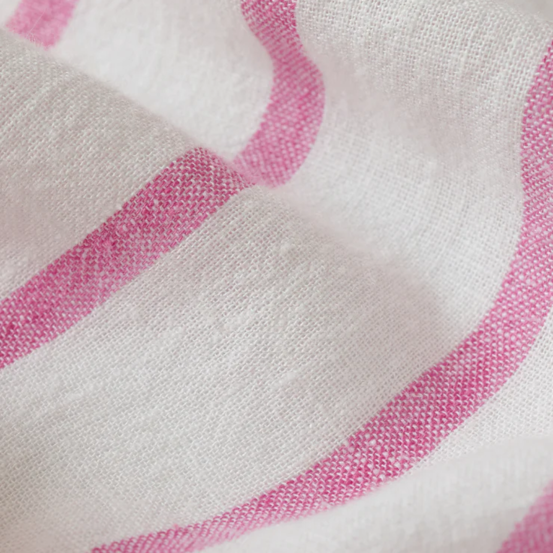 Perfect Linen Striped Top in Spanish Rose