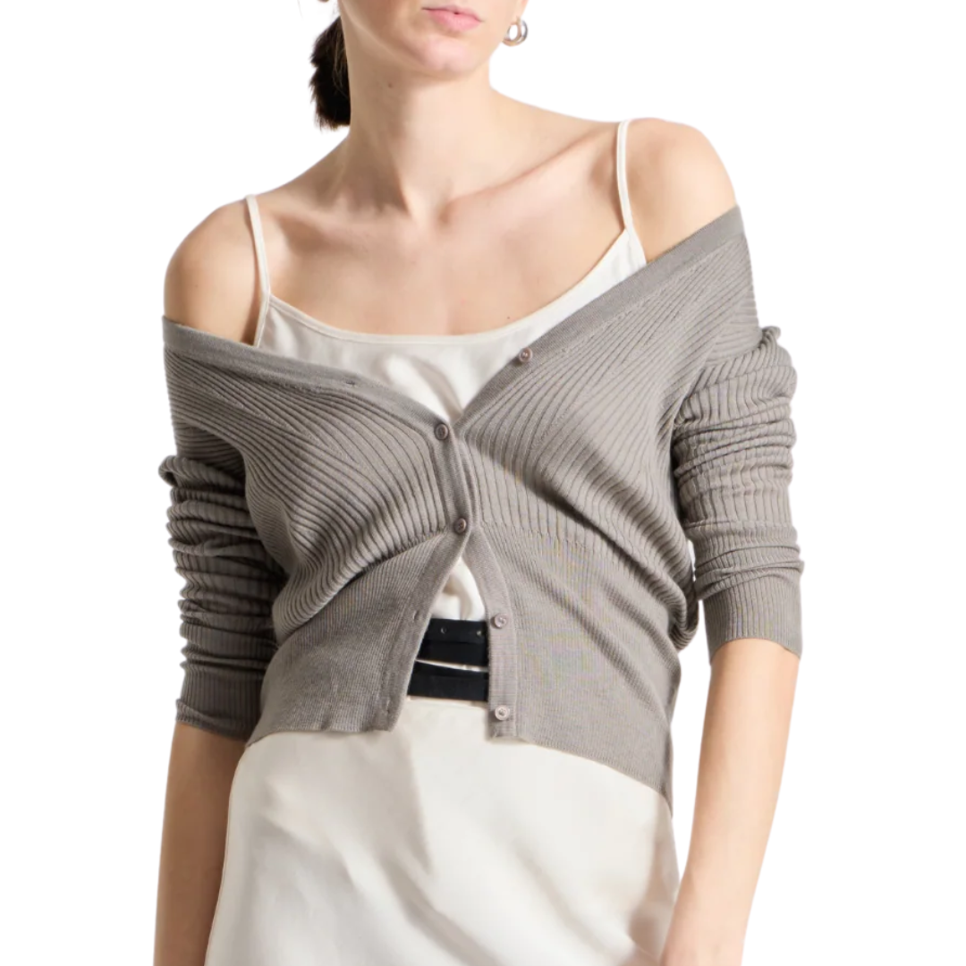 Braylon Rib Cardigan Sweater in Sage