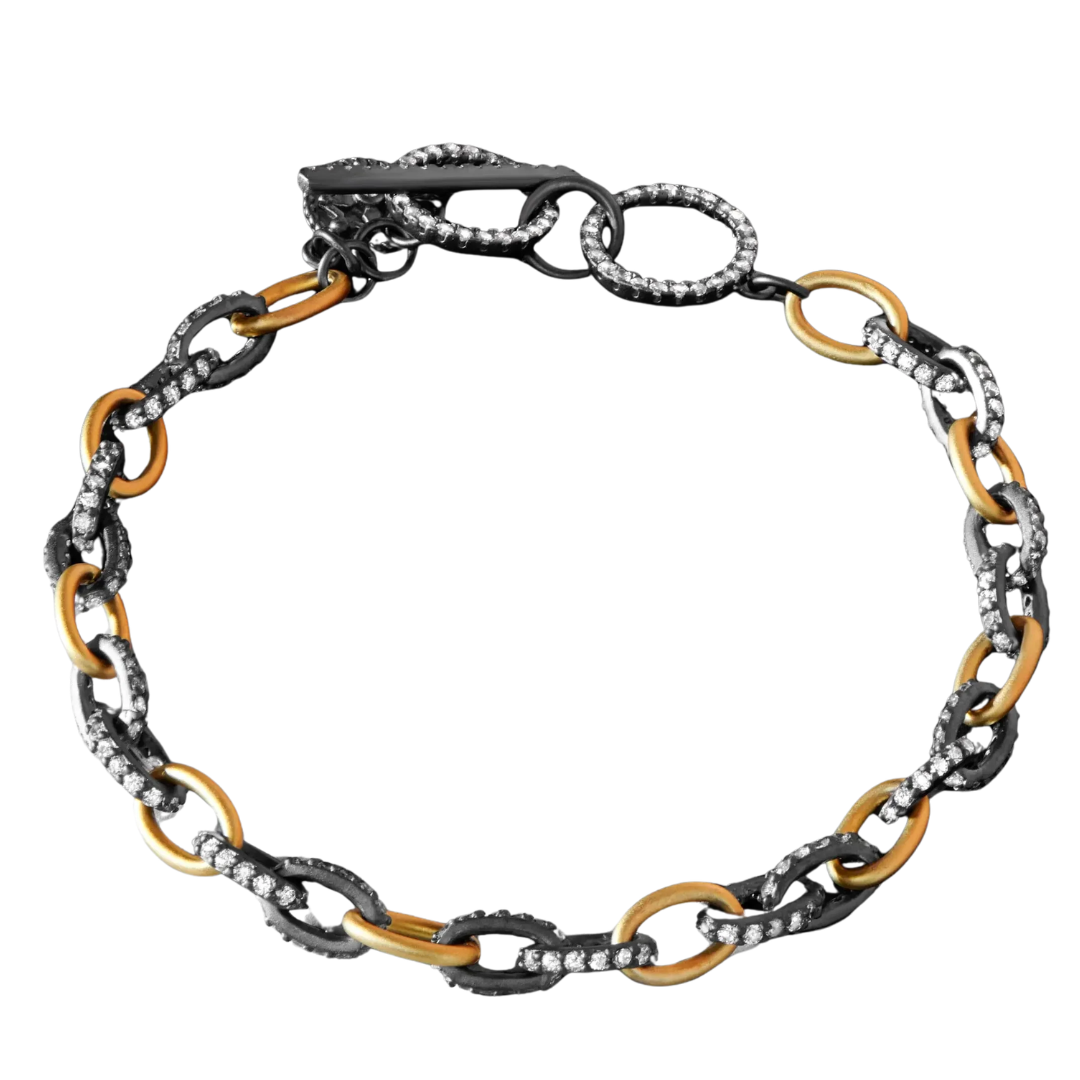 Alternating Chain Link Bracelet in Gold & Black