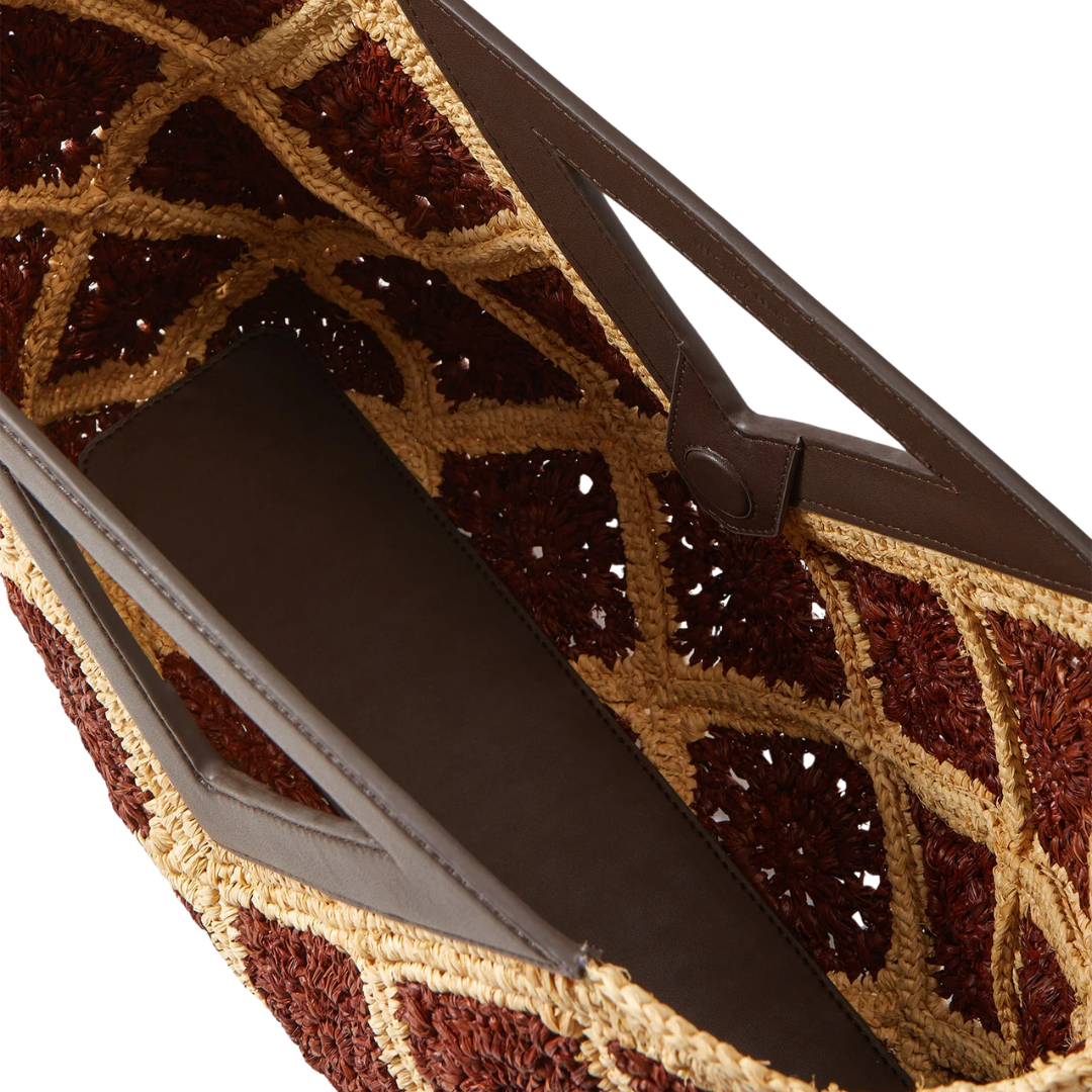 Raffia Vesper Clutch in Espresso Multi
