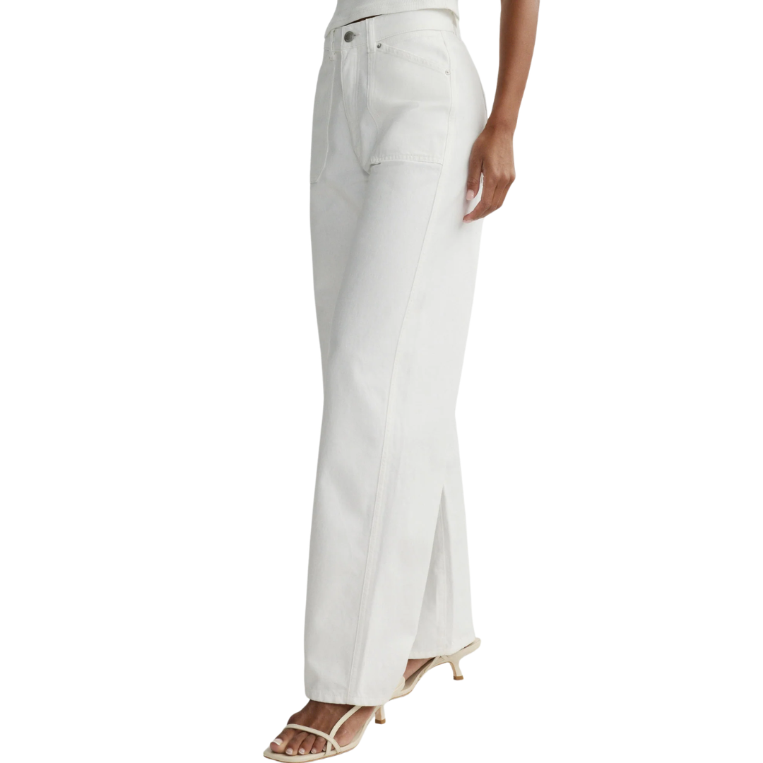 Taylor Relaxed Barrel High Rise 31" Pants in White