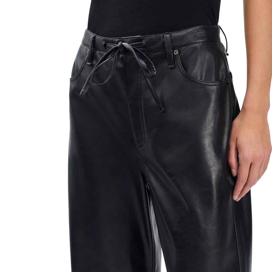 Phoebe Faux Leather Pant in Black