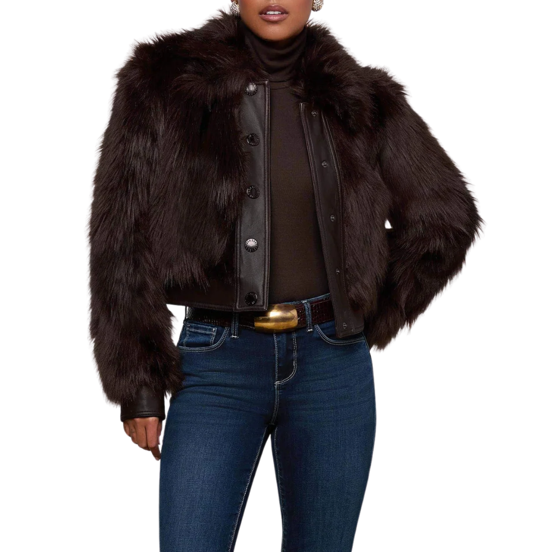 Clara Faux Fur Jacket in Coffee Bean