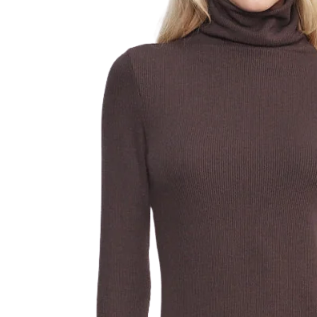 Knit Turtleneck Tunic/Mini in Bitter Brown