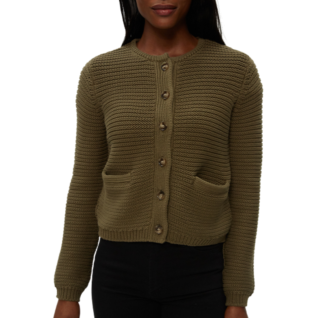 Kaden Crew Neck Cardi in Olive