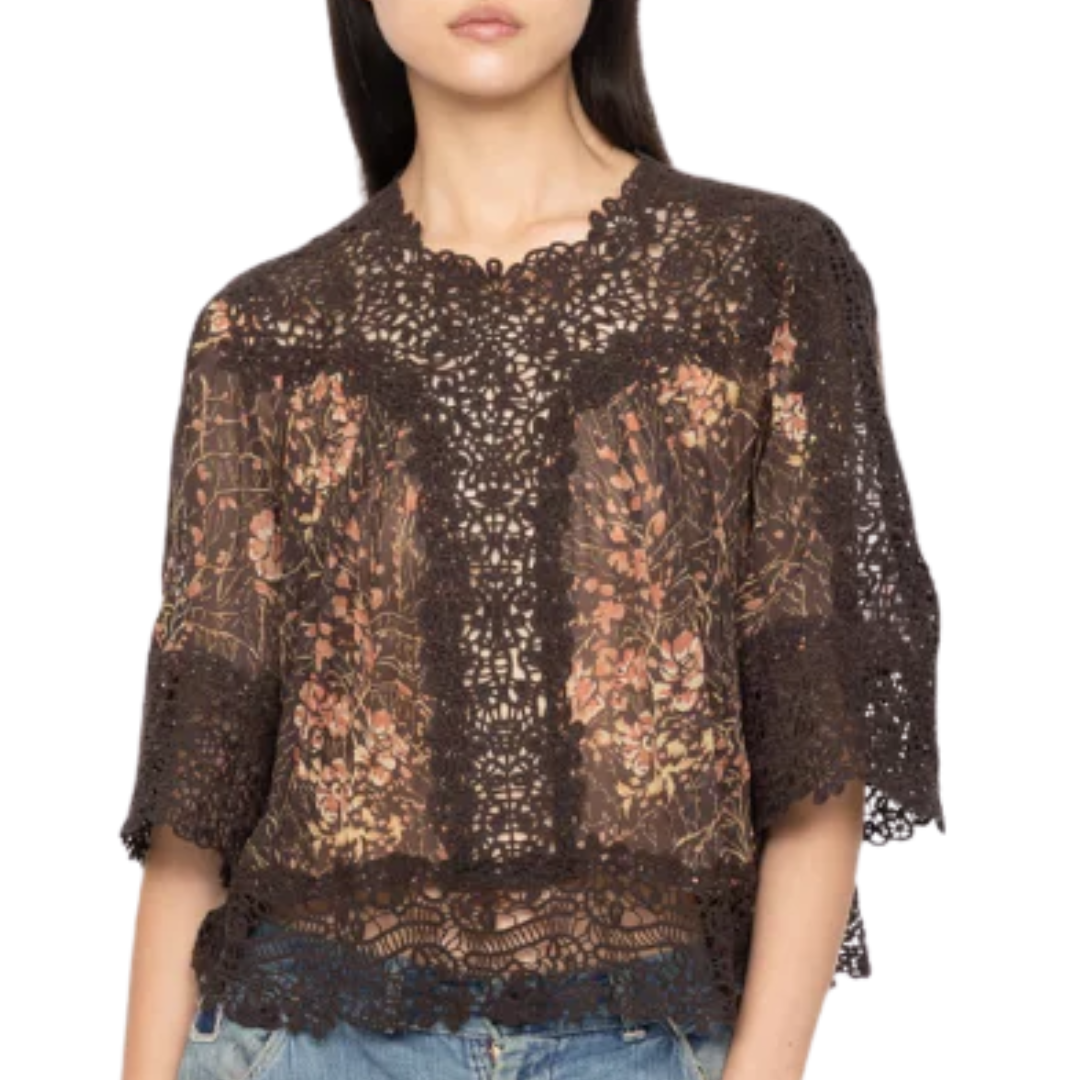 Luisa Print Top in Brown
