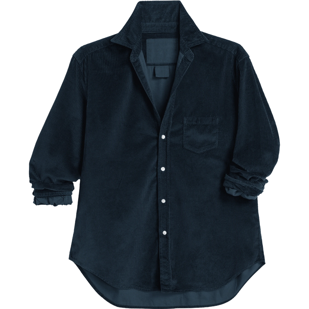 Eileen Relaxed Button-Up Shirt in Classic Navy Corduroy