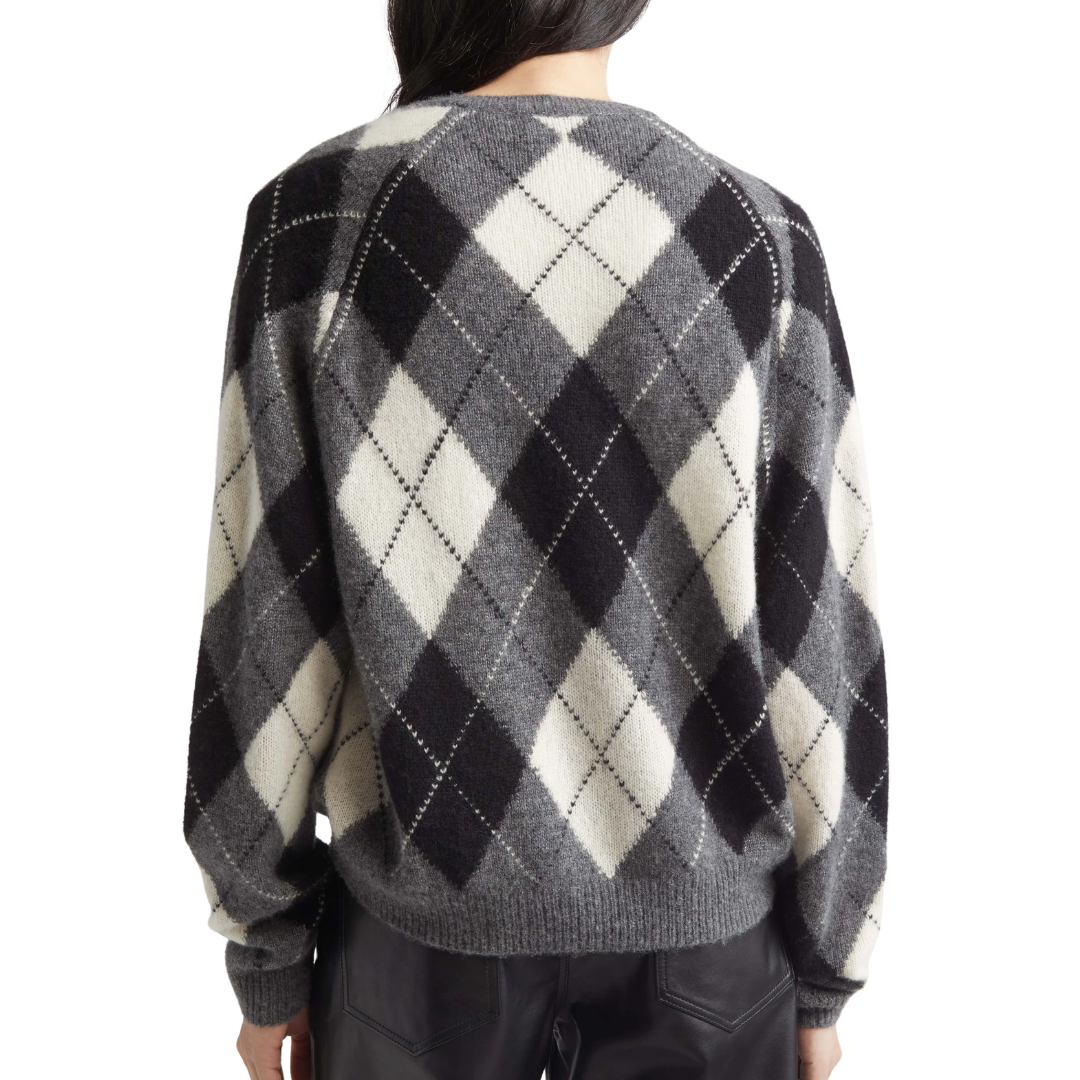 Feron Argyle Sweater in Charcoal Argyle