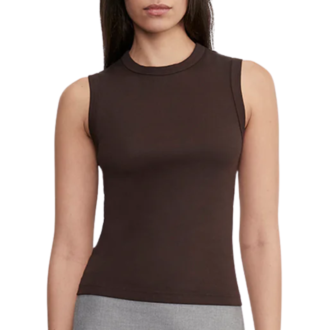 Supima Cotton Classic Sleeveless Tee in Coffee Bean