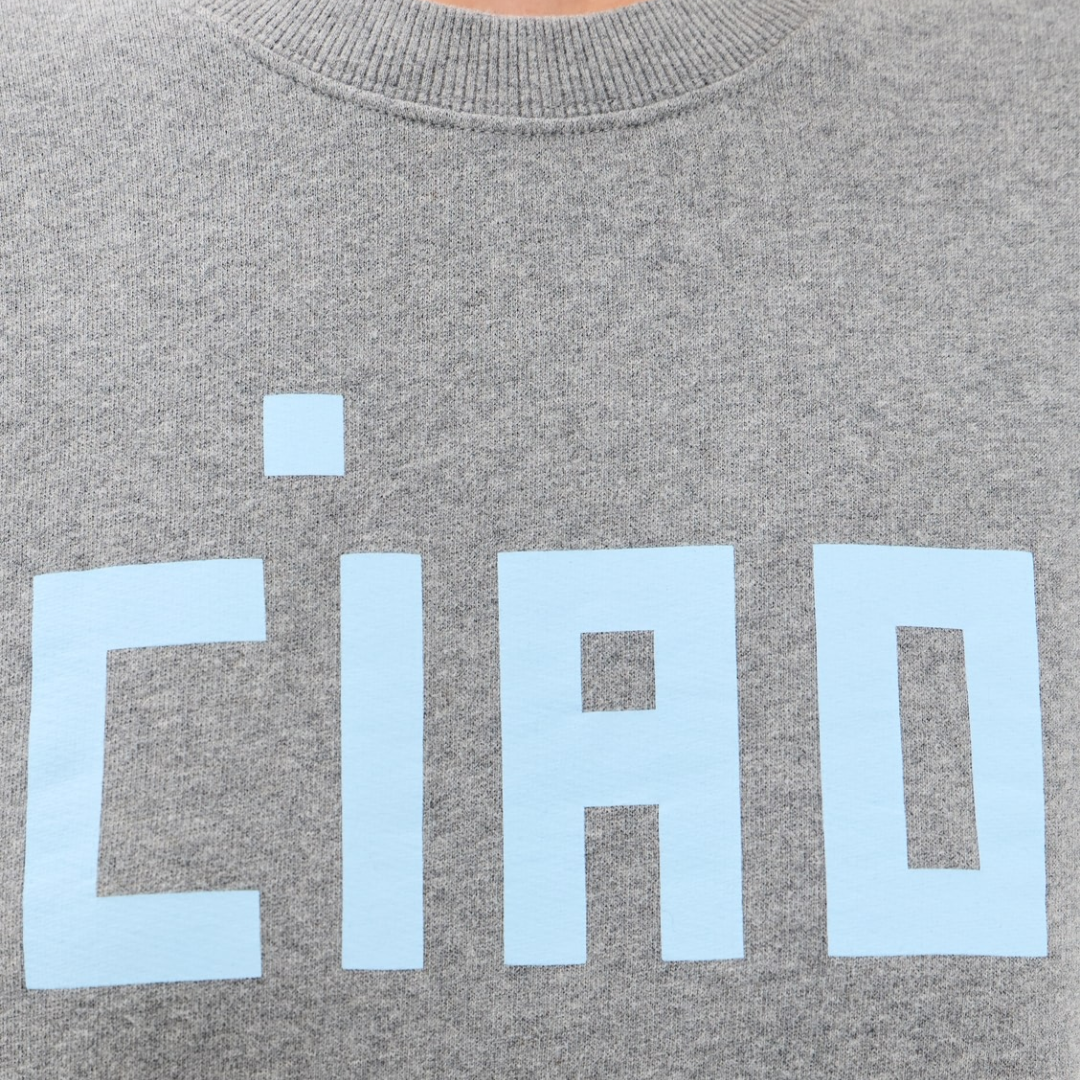 Oversized Sweatshirt in Grey Melange w/ Block Ciao