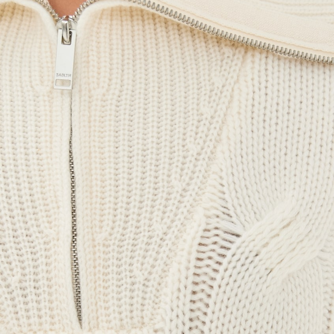 Esme Half Zip Sweater in Gardenia