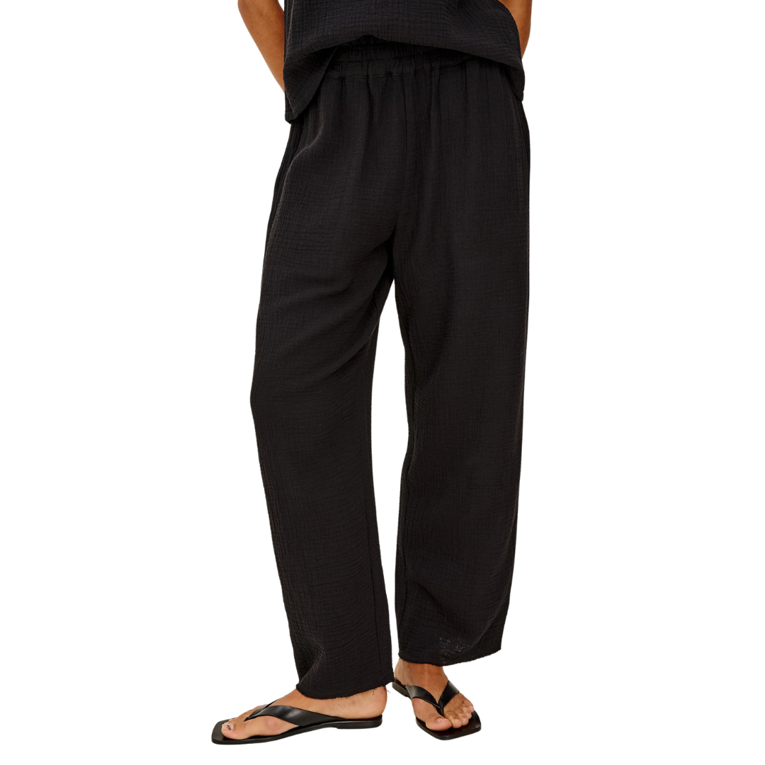Leon Crop Pant in Black Gauze