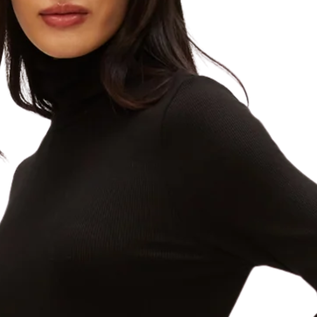 Tara Crop Turtleneck in Black