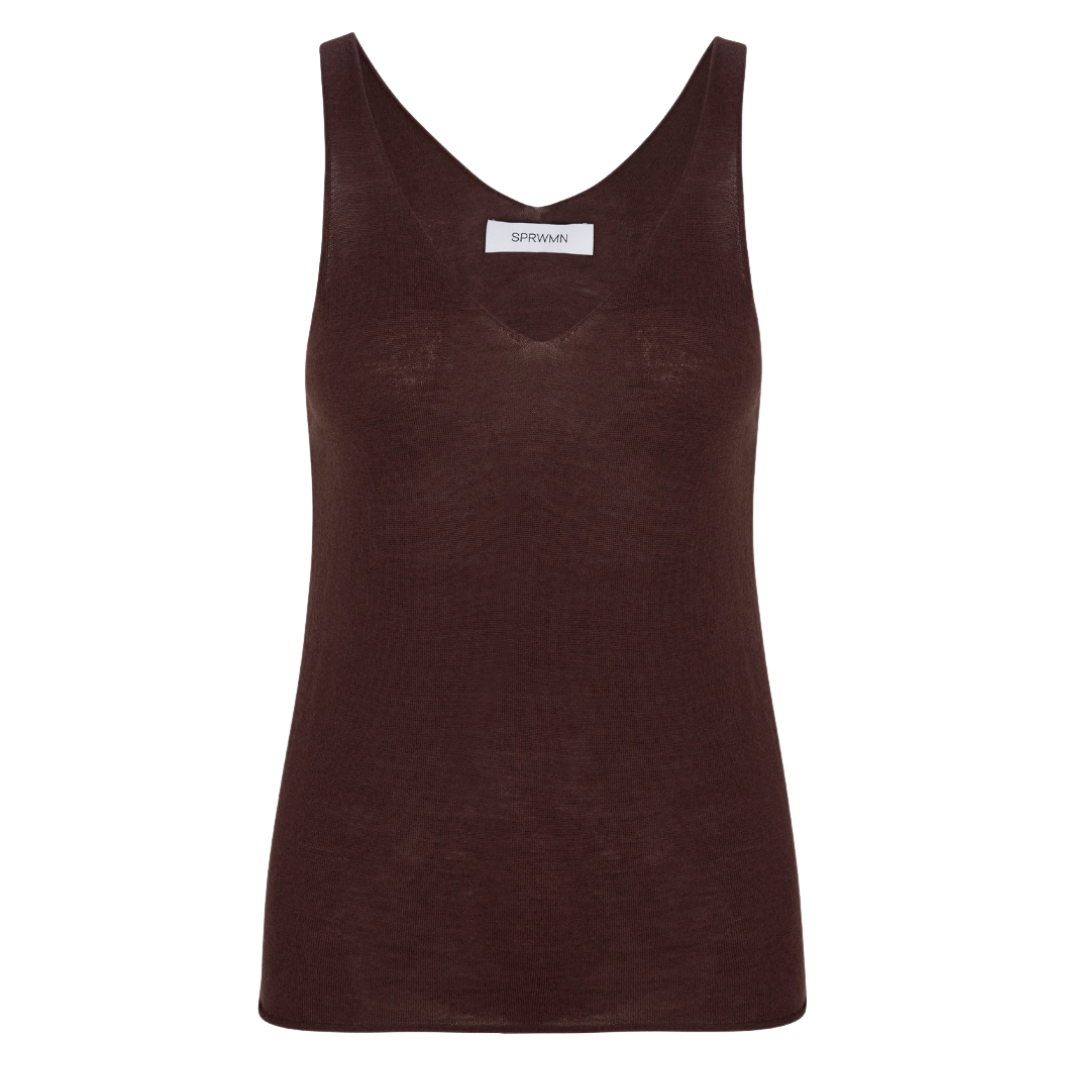 Camille Cashmere Tank in Americano