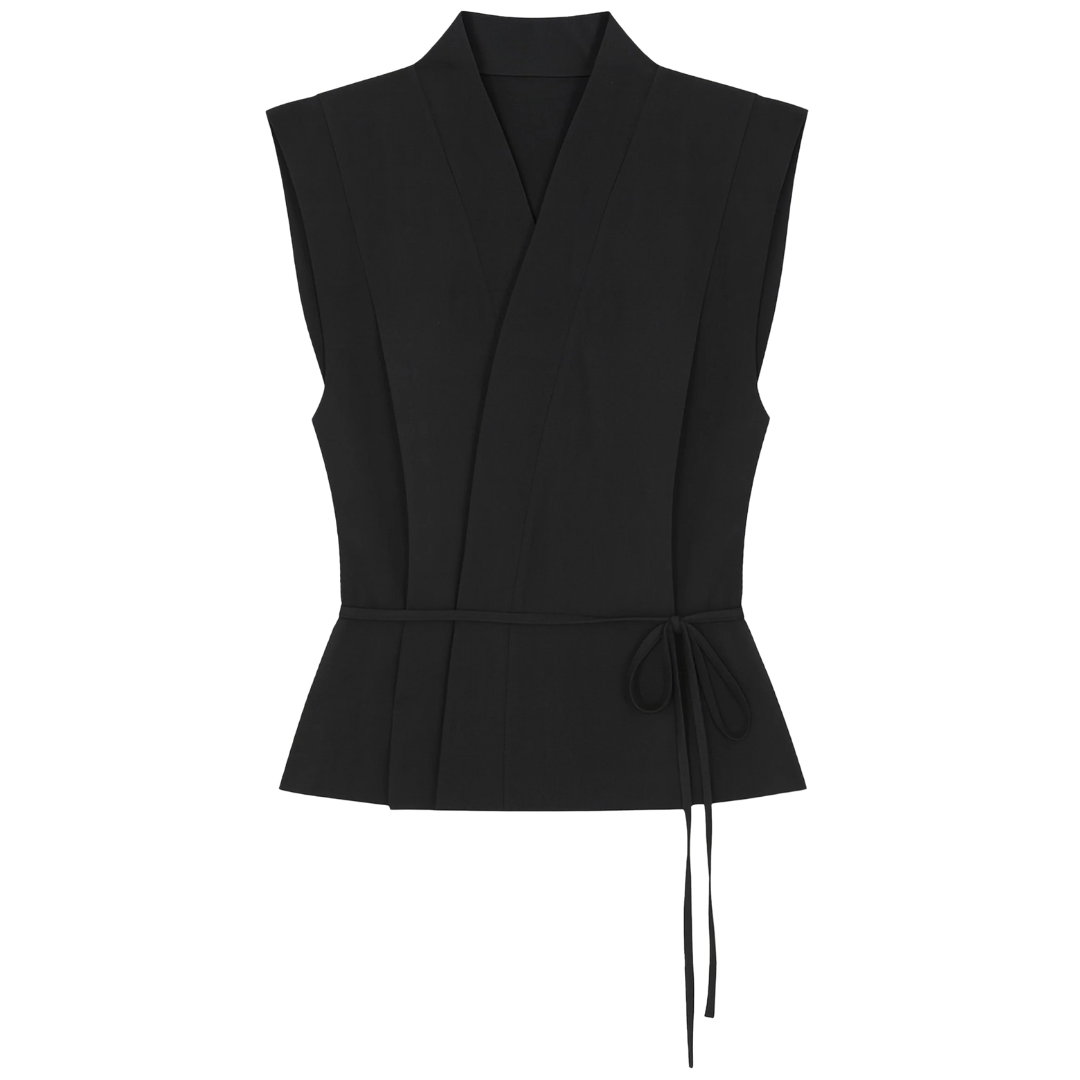 Leandra Tie-Wrap Vest in Black