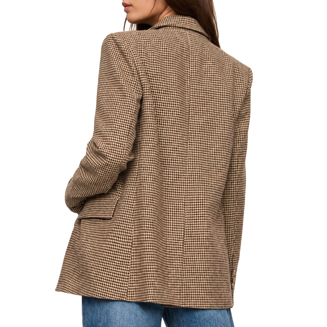 Evan Houndstooth Blazer in Dark Chocolate
